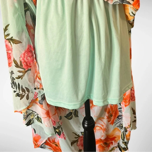 REVAMPED Women's Light Aqua Green Floral Maxi Dress XS | EUC - Picture 9 of 11